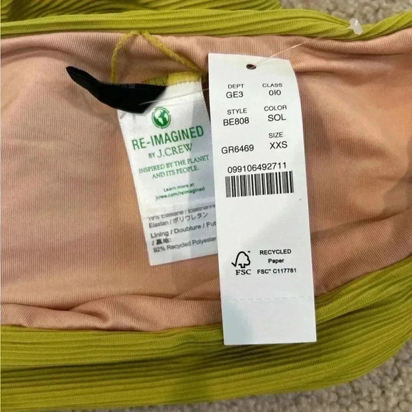 New with tags J crew green Ribbed high-rise cheeky bikini bottom in size xxs - Picture 4 of 5